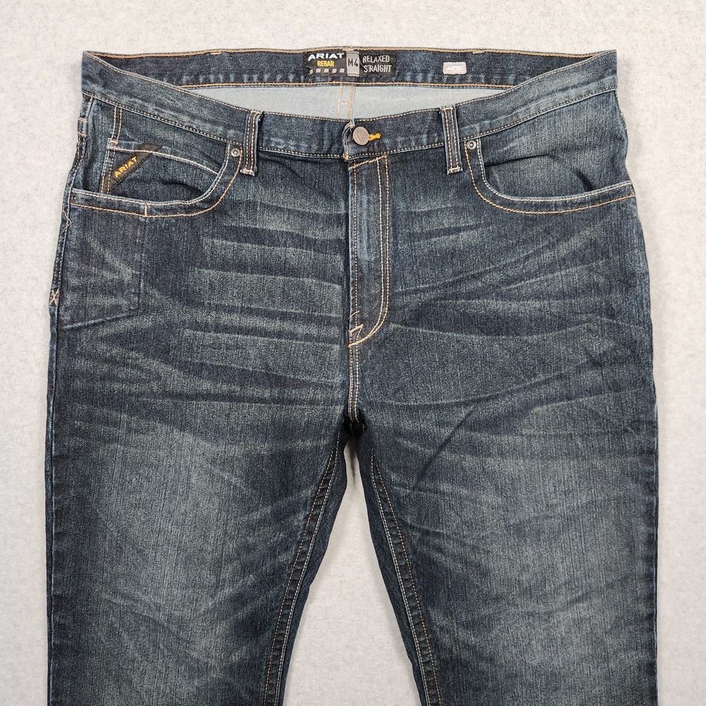 Ariat Jeans 42x34 Blue Rebar M4 DuraStretch Edge Relaxed Straight Workwear